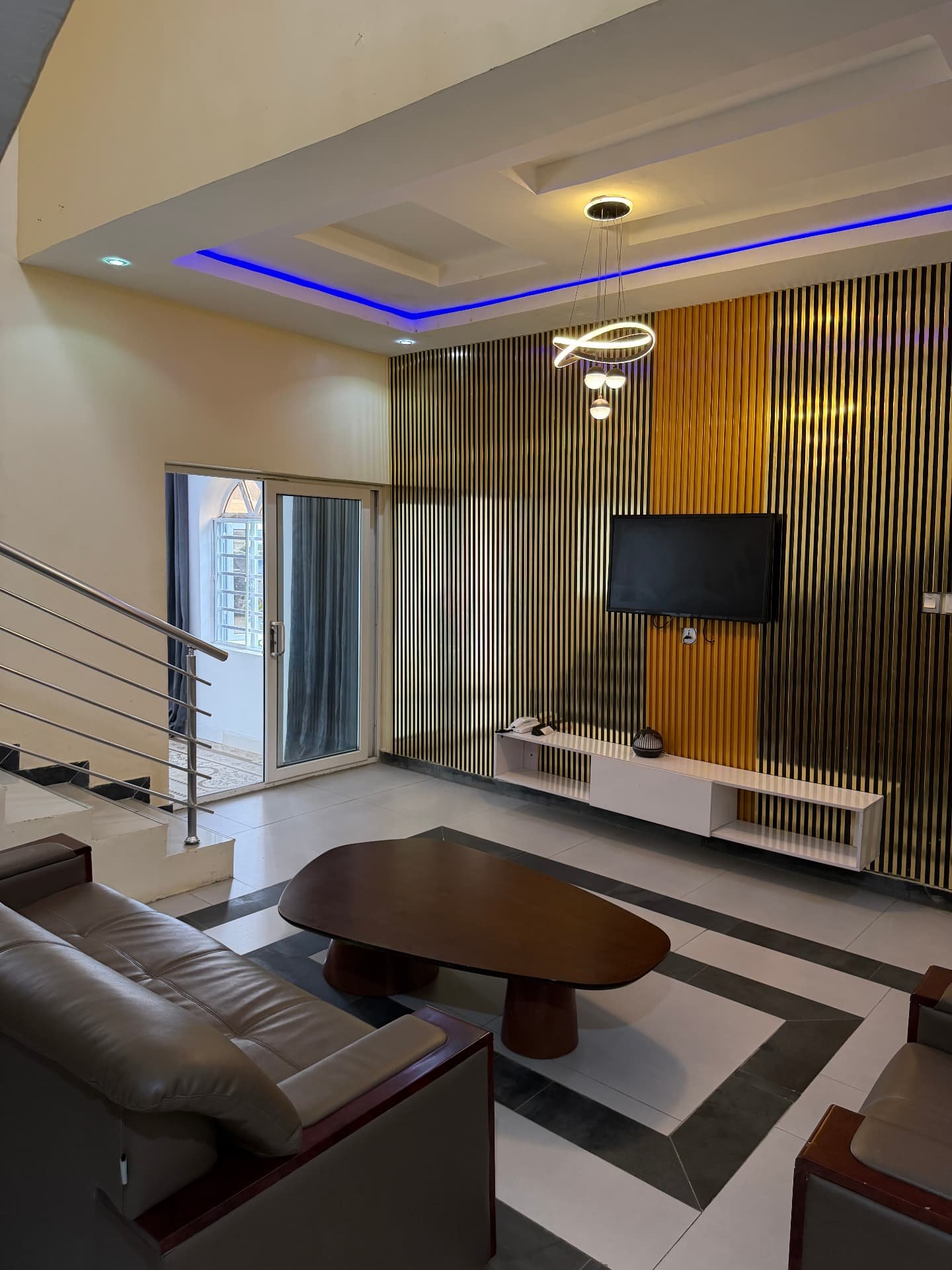 Upper-floor landing overlooking the private indoor pool