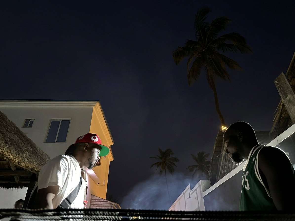 Evening grill session under the palms